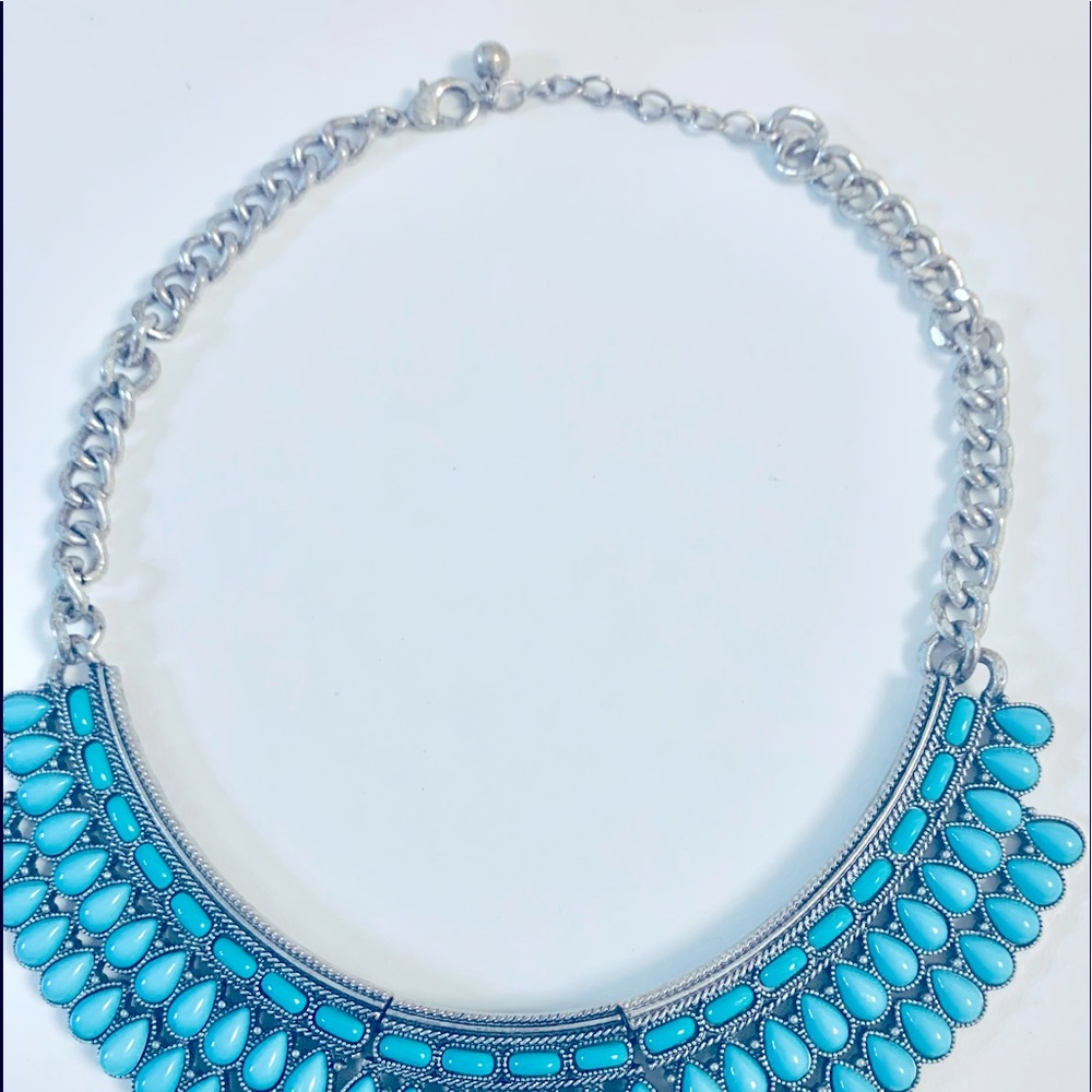 COPY - Turquoise color necklace stainless / silver and claw clasp. 16” choker … - Picture 4 of 4